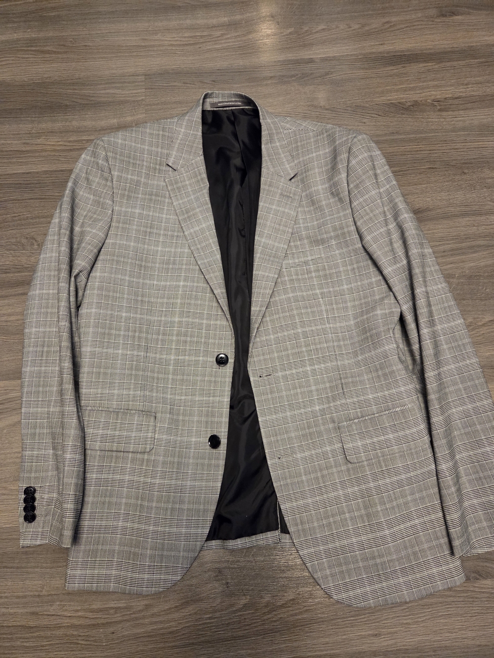H&M Light Gray Plaid Men's Blazer with Black Lining